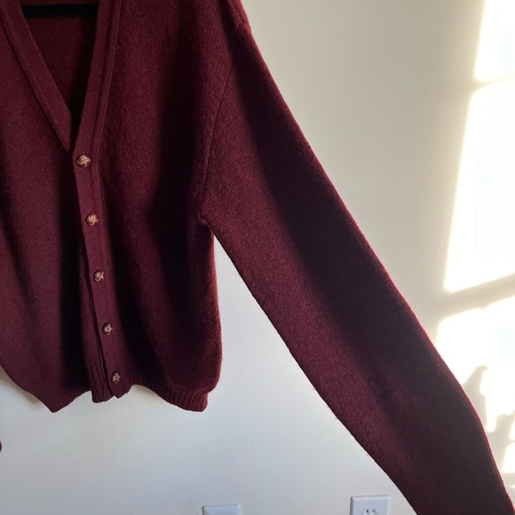 Neely, Ltd Burgundy Button Up Eclectic Grandpa Wool Blend Cardigan Sweater L EUC - Picture 3 of 11